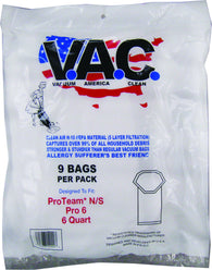 VACUUM AMERICA CLEAN VAC 30 PROTEAM N/S Pro 6 6 Quart H-10 HEPA Filtration (Pack of 9