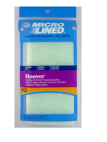 DVC Microlined Final Filter, 2pk, for Hoover WindTunnel Style 4, Replaces 40110004