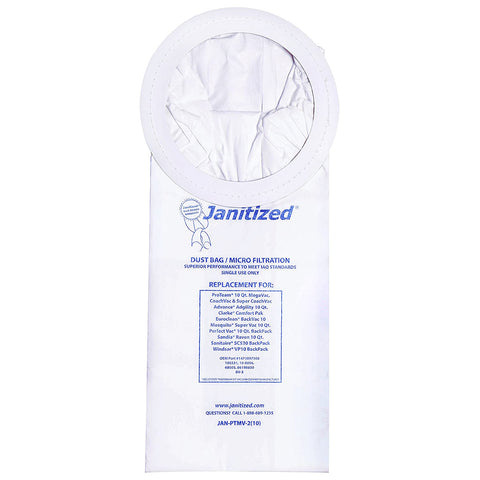 Janitized Micro Filter bags 10pk for ProTeam Mega Vac, (Super) Coach, replaces 100331