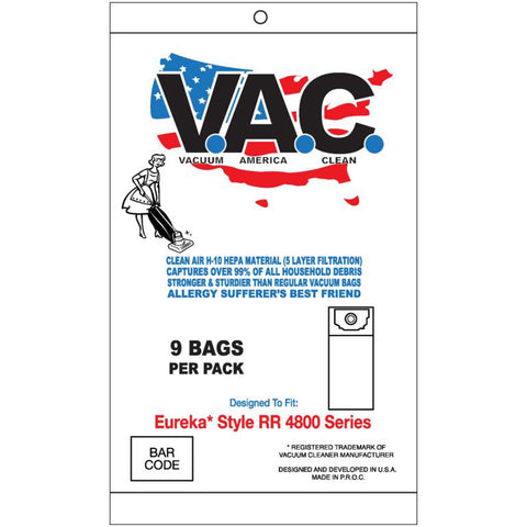 VAC11 H-10 HEPA Vacuum Bags, 9pk, for Eureka RR