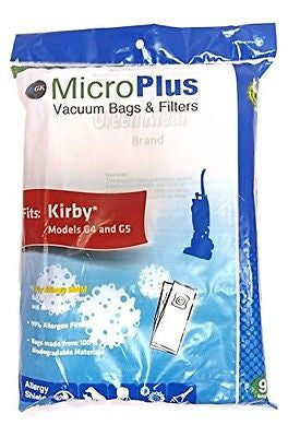 Green Klean MicroPlus Vacuum Bags - Kirby Type G4 & G5 - w/ Allergy Shield, 9 Pack